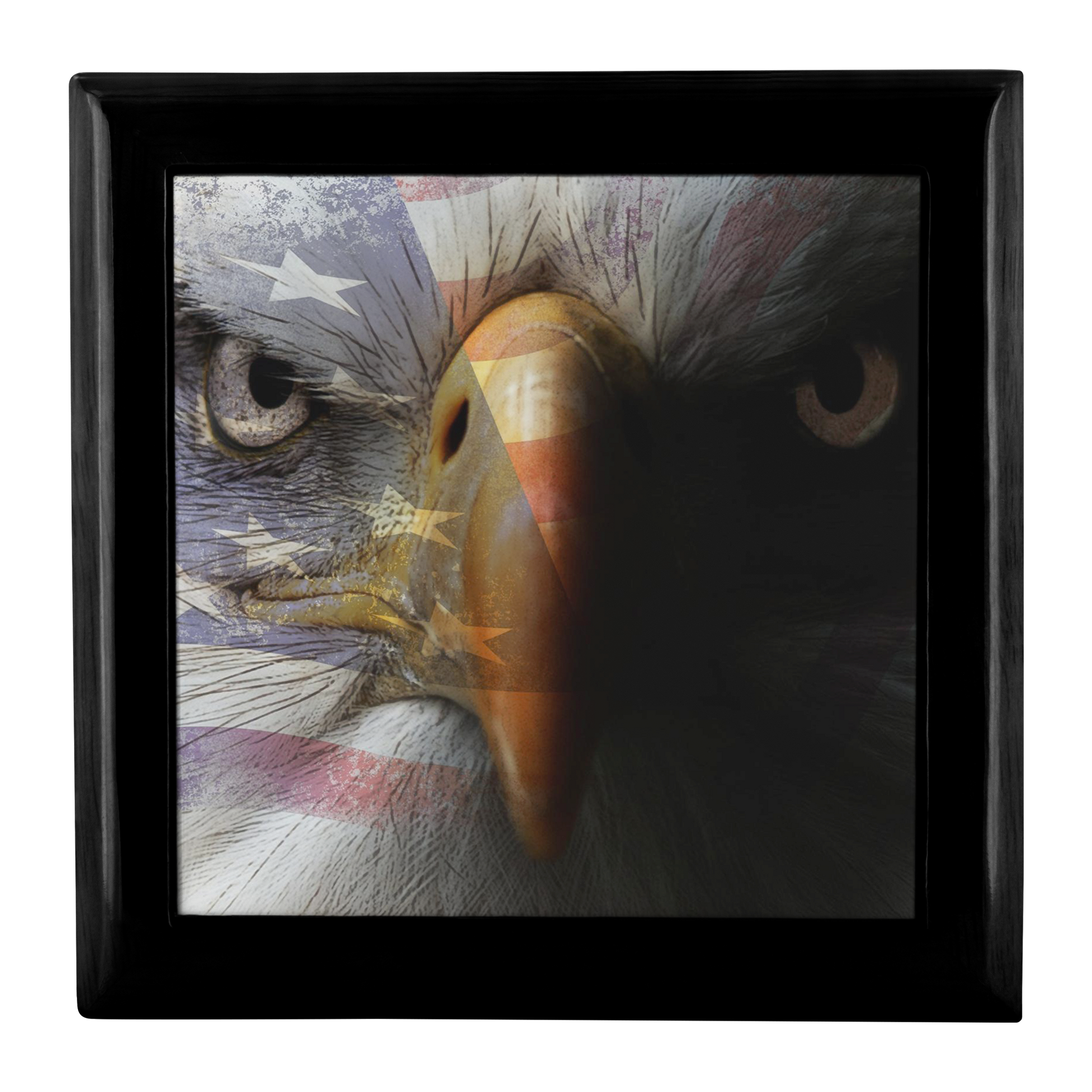 American Flag Bald Eagle Portrait Jewelry Box - Schoppix Gifts