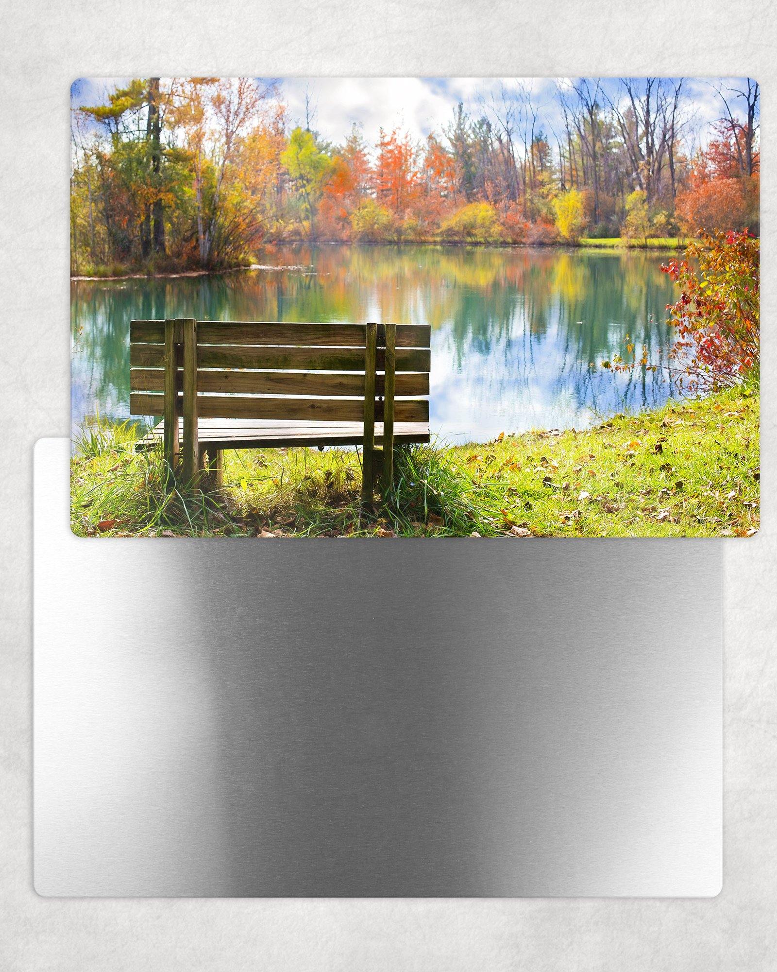 Autumn Park Bench Landscape Metal Photo Panel - 8x12 or 12x18 - Schoppix Gifts