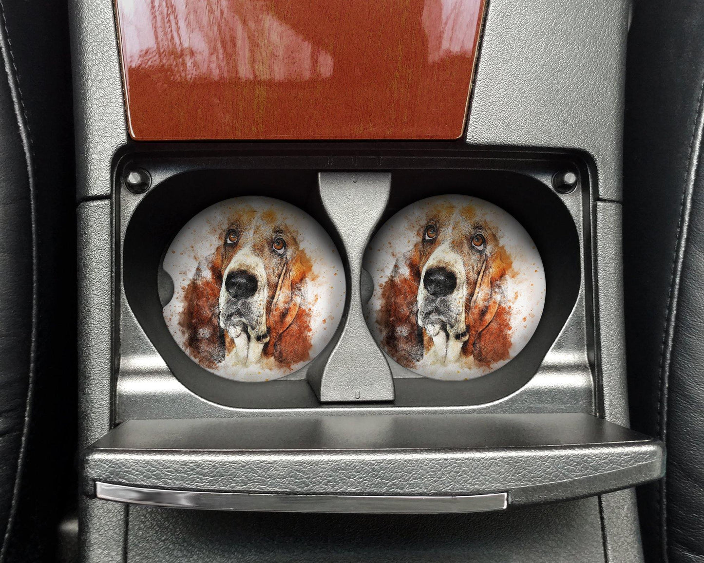 Basset Hound Stainless Steel Tumbler with Free Matching Sandstone Car Coasters - Schoppix Gifts