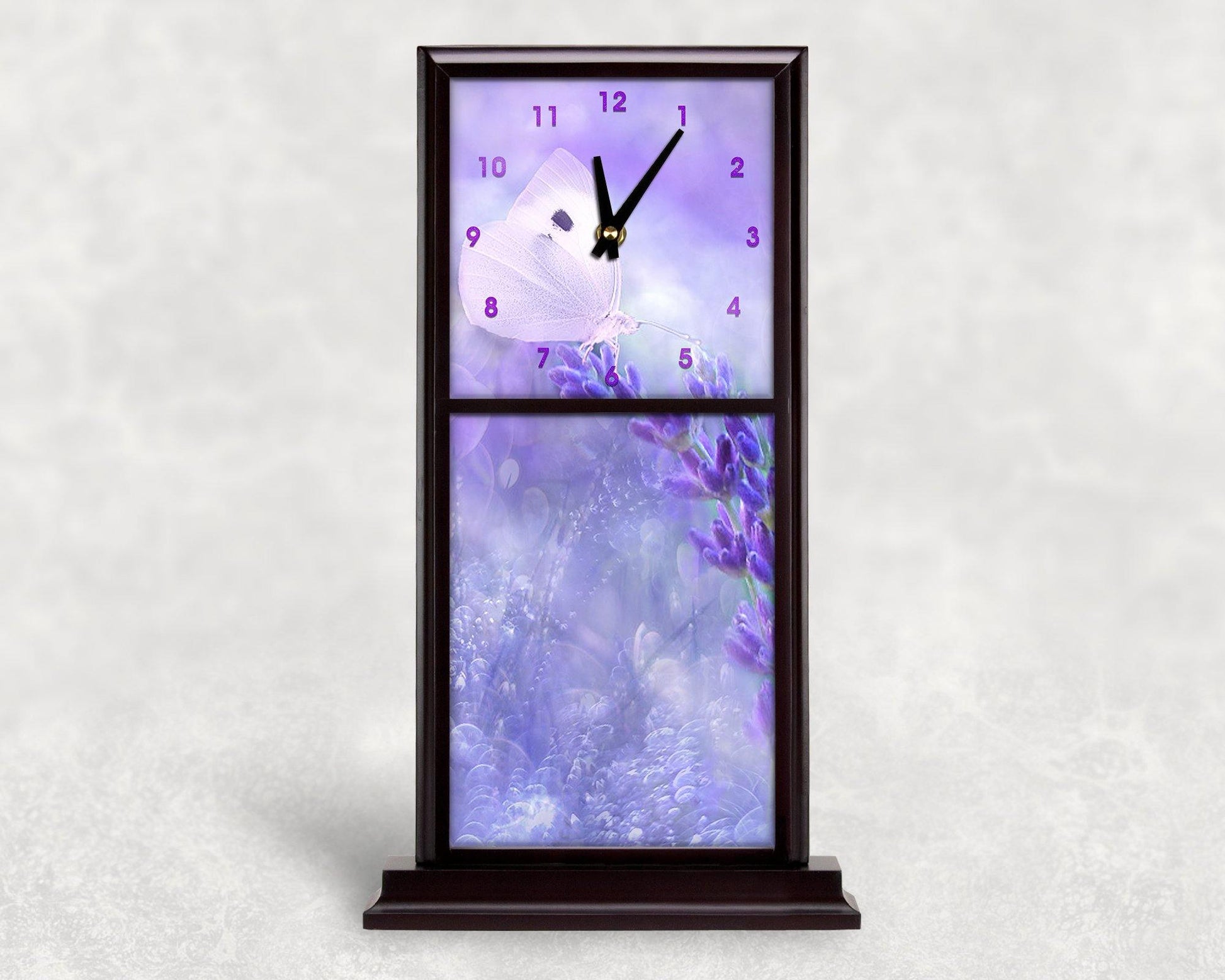 Butterfly on Purple Flowers Mantle Clock - Schoppix Gifts