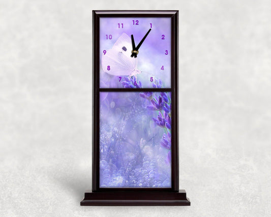 Butterfly on Purple Flowers Mantle Clock - Schoppix Gifts