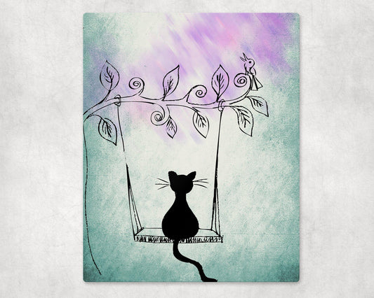 Cat on a Swing Metal Photo Panel - 8x10 - Schoppix Gifts