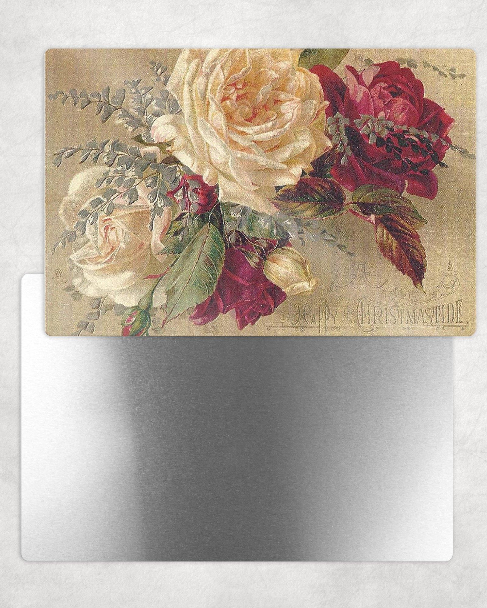 Vintage Look Christmas Roses Metal Photo Panel - 8x12 or 12x18 - Schoppix Gifts