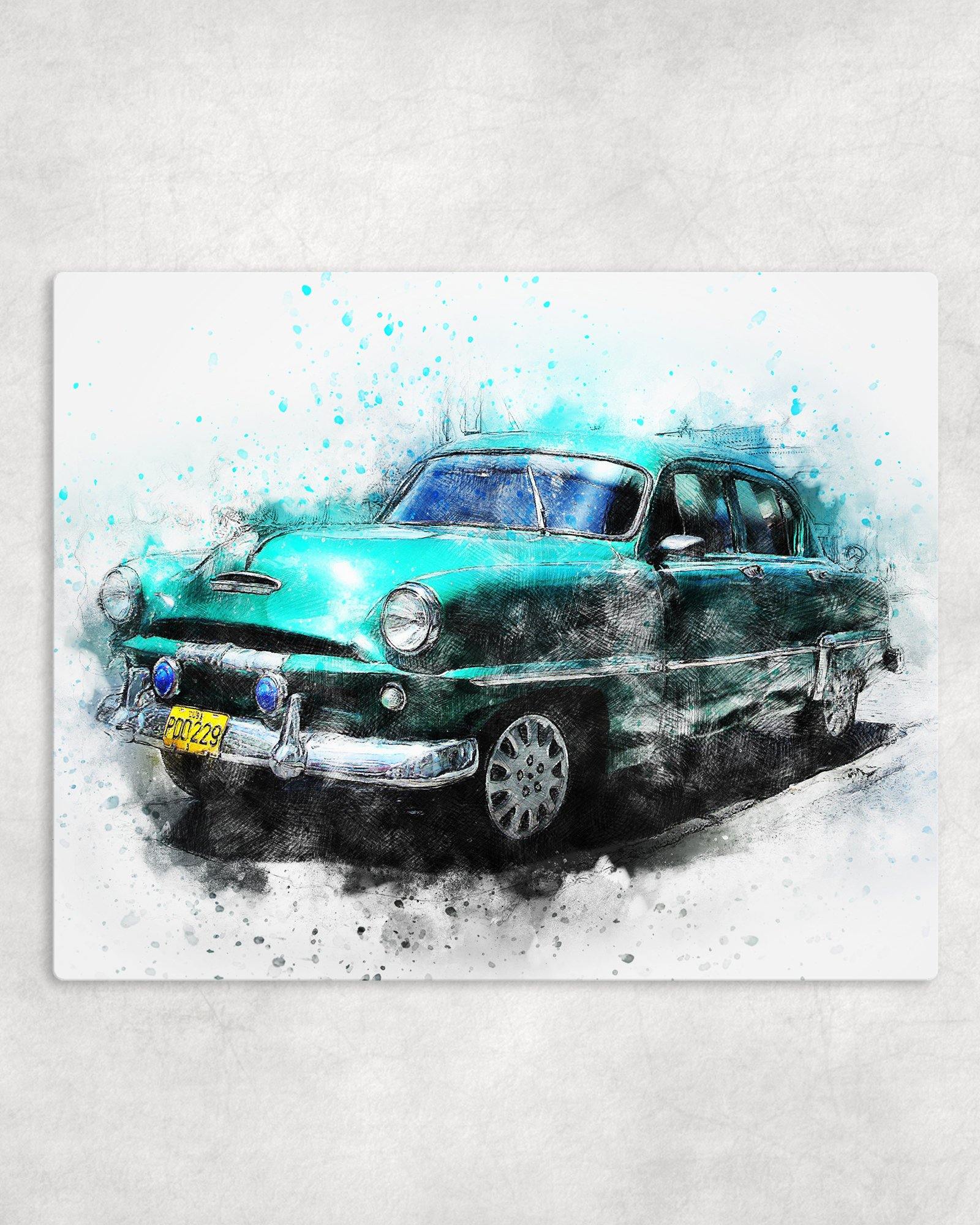 Watercolor Style Classic Car #3 Metal Photo Panel - 8x10 - Schoppix Gifts