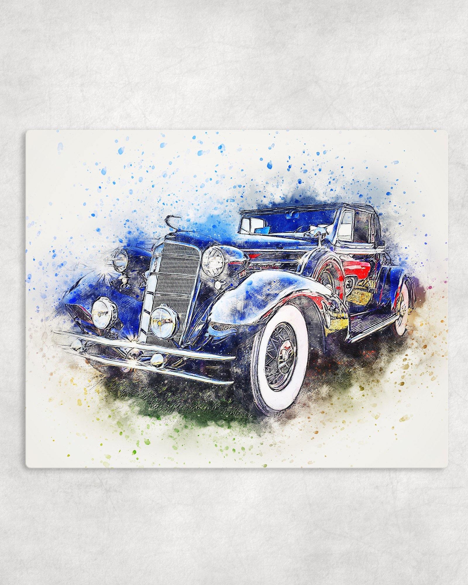 Watercolor Style Classic Car #4 Metal Photo Panel - 8x10 - Schoppix Gifts