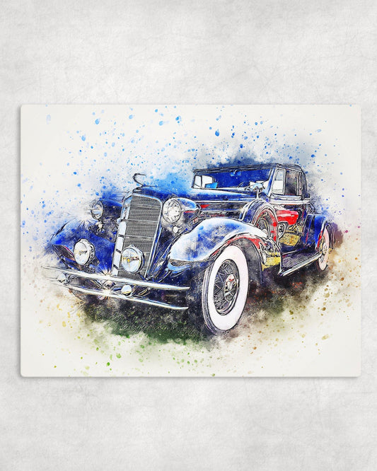Watercolor Style Classic Car #4 Metal Photo Panel - 8x10 - Schoppix Gifts