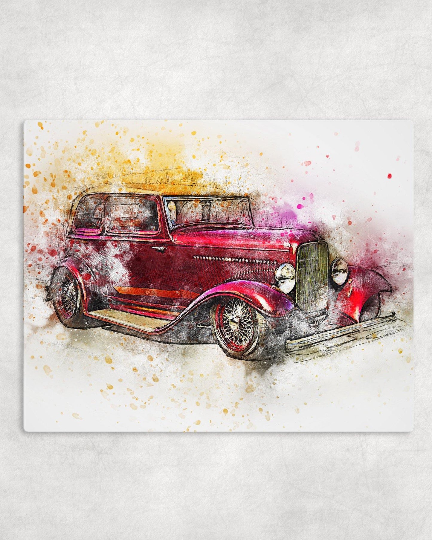 Watercolor Style Classic Car #5 Metal Photo Panel - 8x10 - Schoppix Gifts