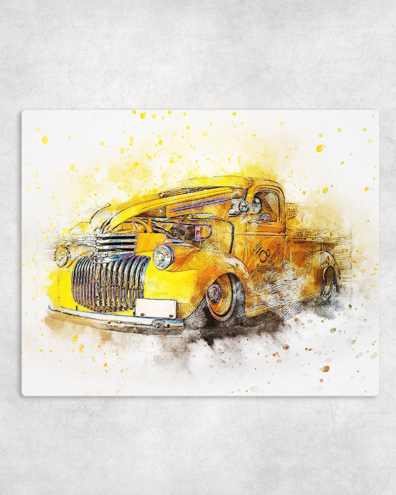 Watercolor Style Classic Truck Metal Photo Panel - 8x10 - Schoppix Gifts
