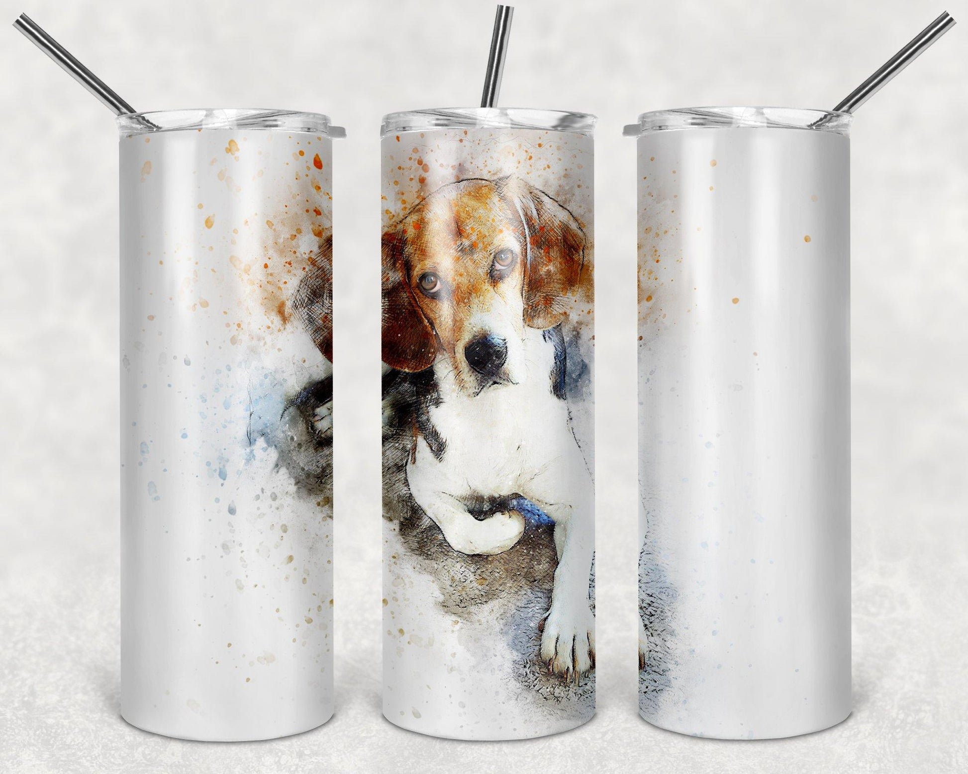 Beagle Stainless Steel Tumbler with Free Matching Sandstone Car Coasters - Schoppix Gifts