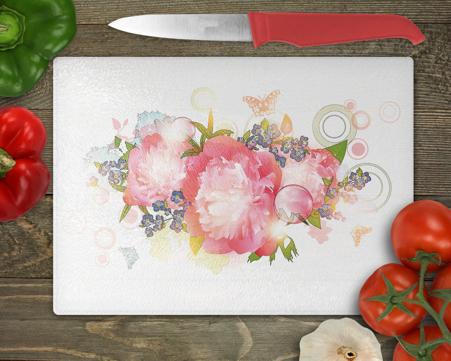 Abstract Rose Design Glass Cutting Board - Schoppix Gifts