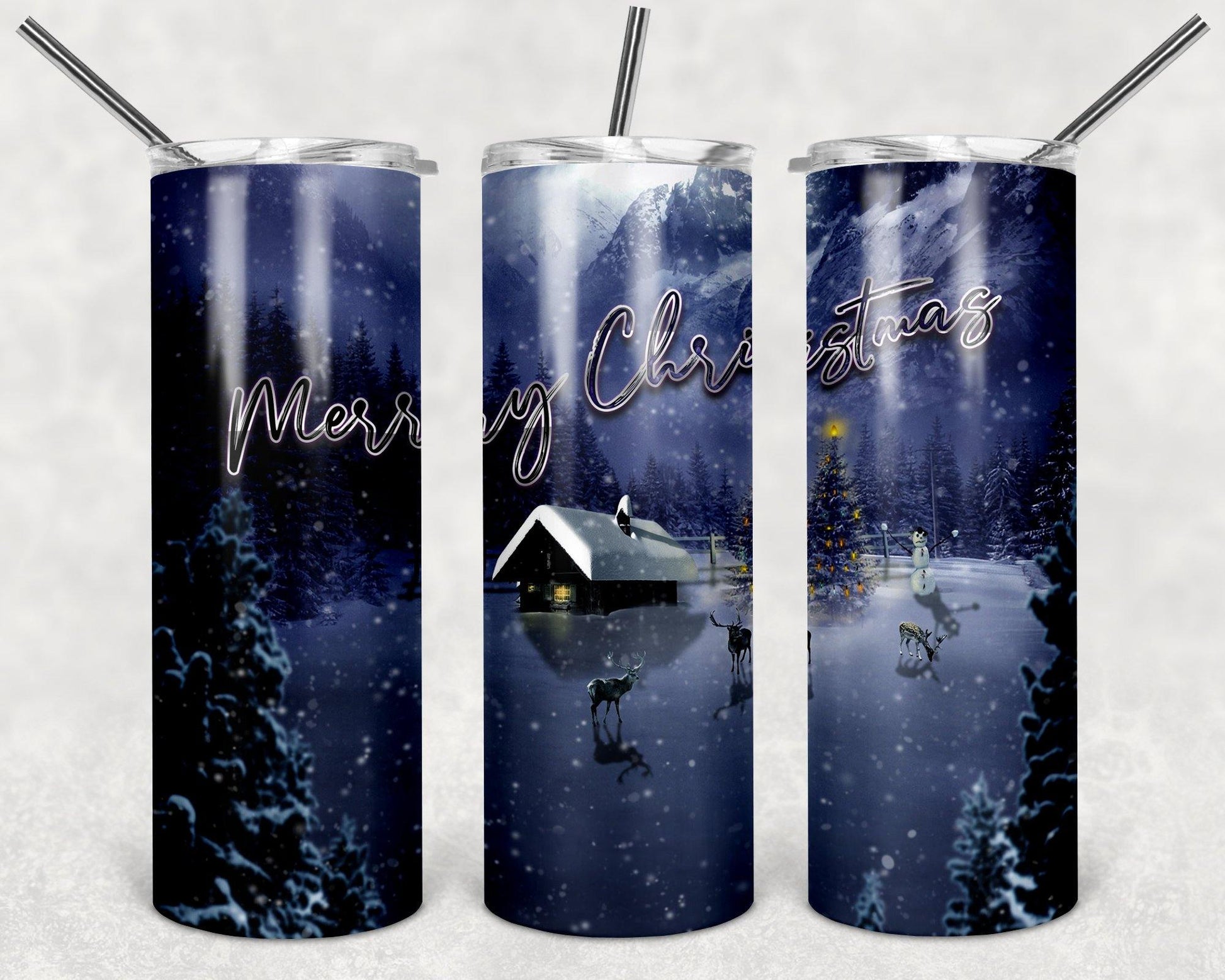 Beautiful Christmas Winter Landscape Scene 20oz Stainless Steel Tumbler - Schoppix Gifts