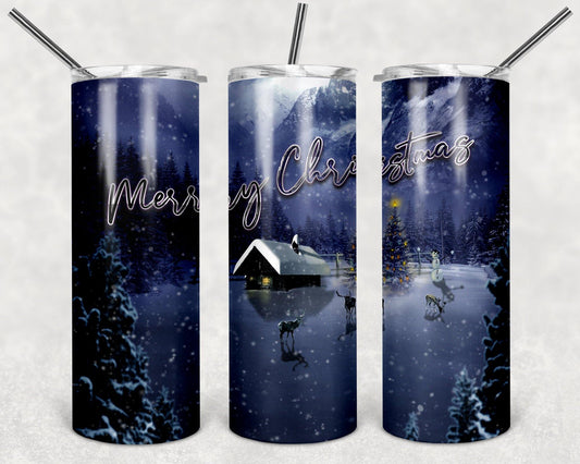 Beautiful Christmas Winter Landscape Scene 20oz Stainless Steel Tumbler - Schoppix Gifts