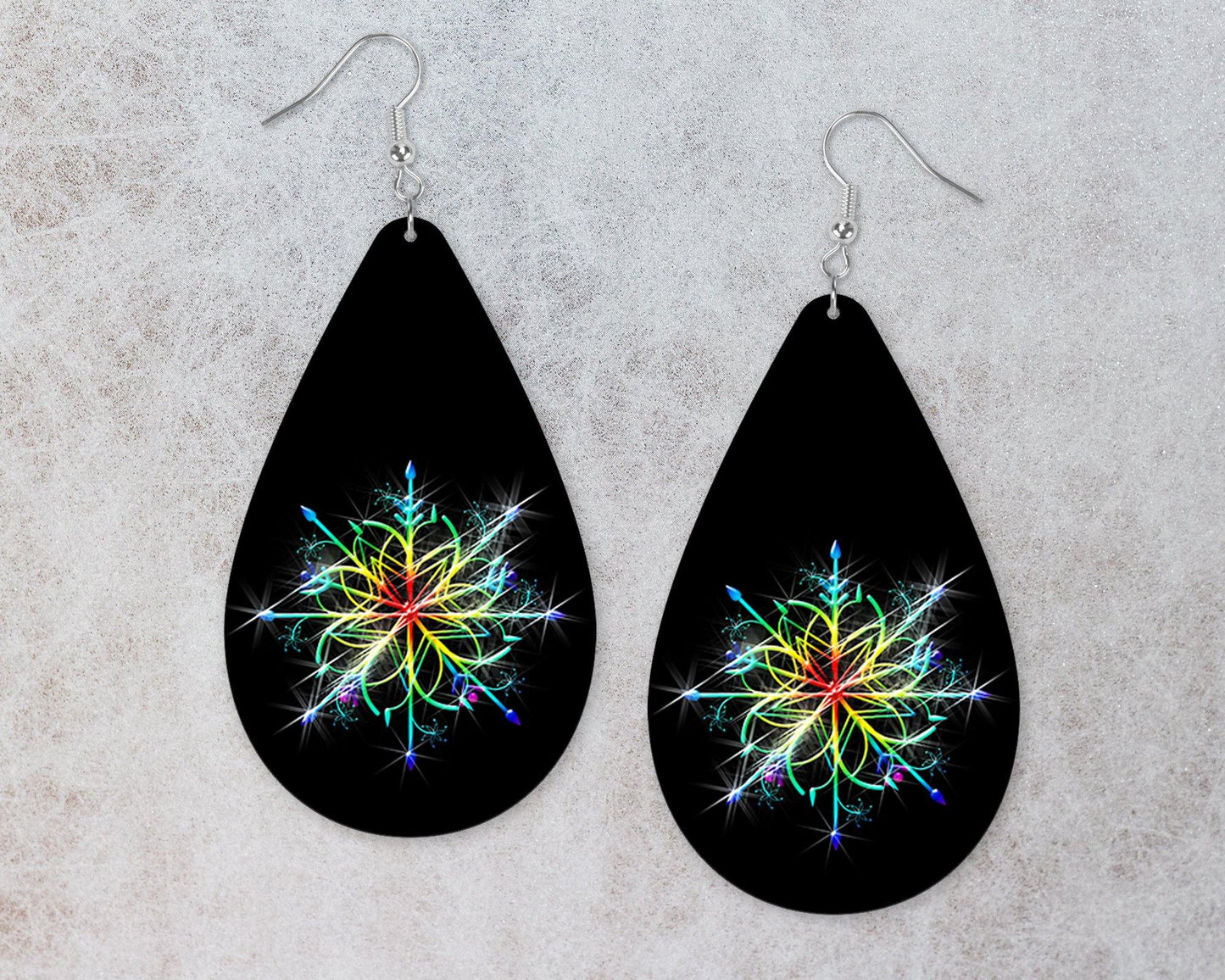 Rainbow Snowflake Teardrop Earrings - Schoppix Gifts
