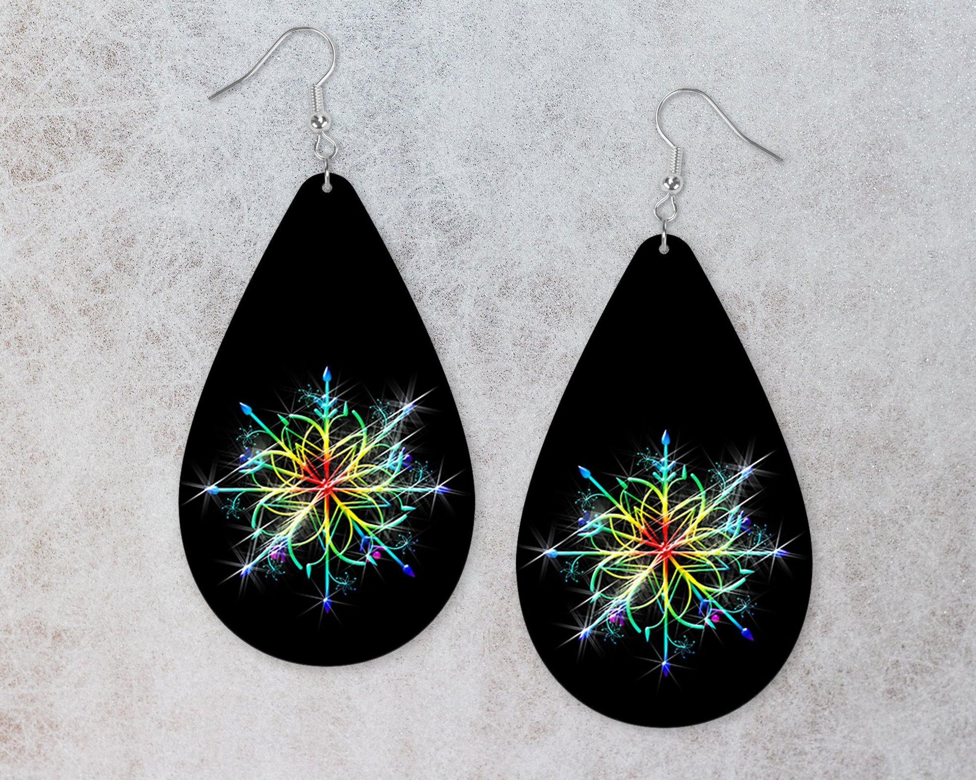 Rainbow Snowflake Teardrop Earrings - Schoppix Gifts