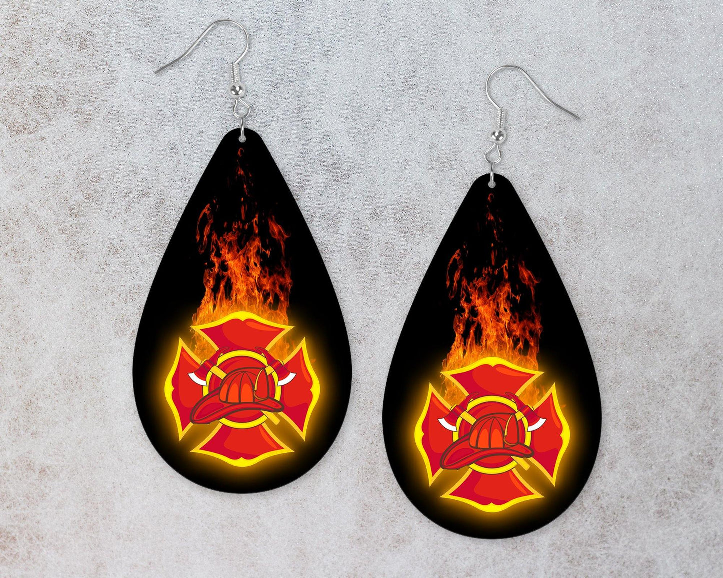 Firefighters Emblem Teardrop Earrings - Schoppix Gifts