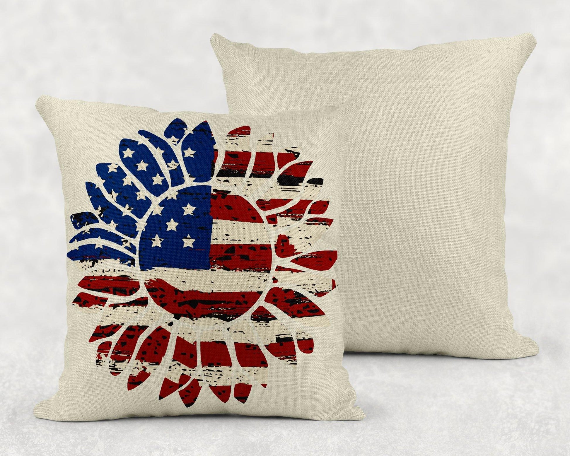 American Flag Sunflower Linen Pillow Sham - Schoppix Gifts