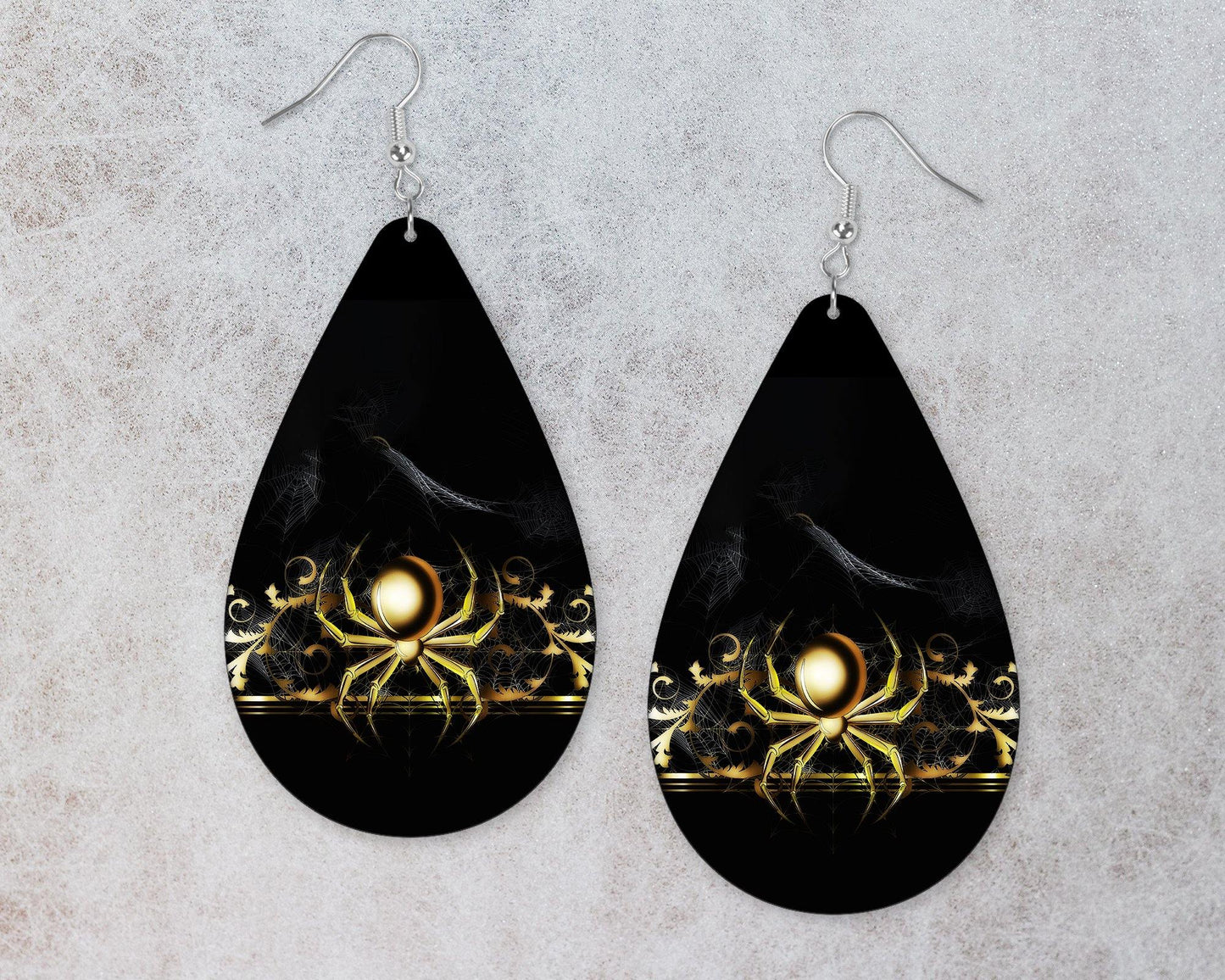 Gold Colored Spider Teardrop Earrings - Schoppix Gifts