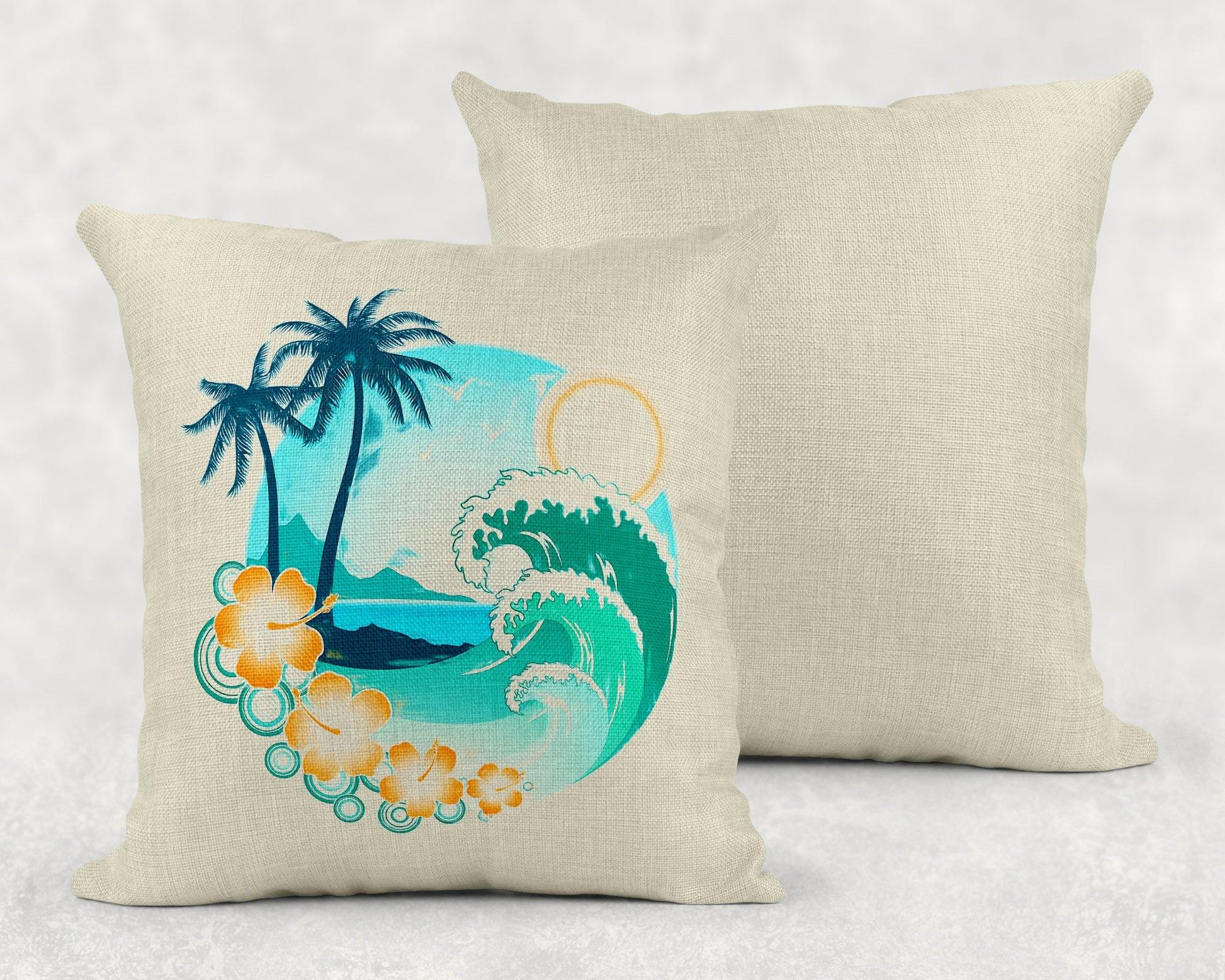 Island Surf Linen Pillow Sham - Schoppix Gifts