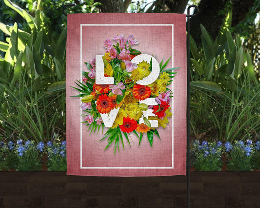 LOVE Bouquet Art Linen Garden Flag - Schoppix Gifts