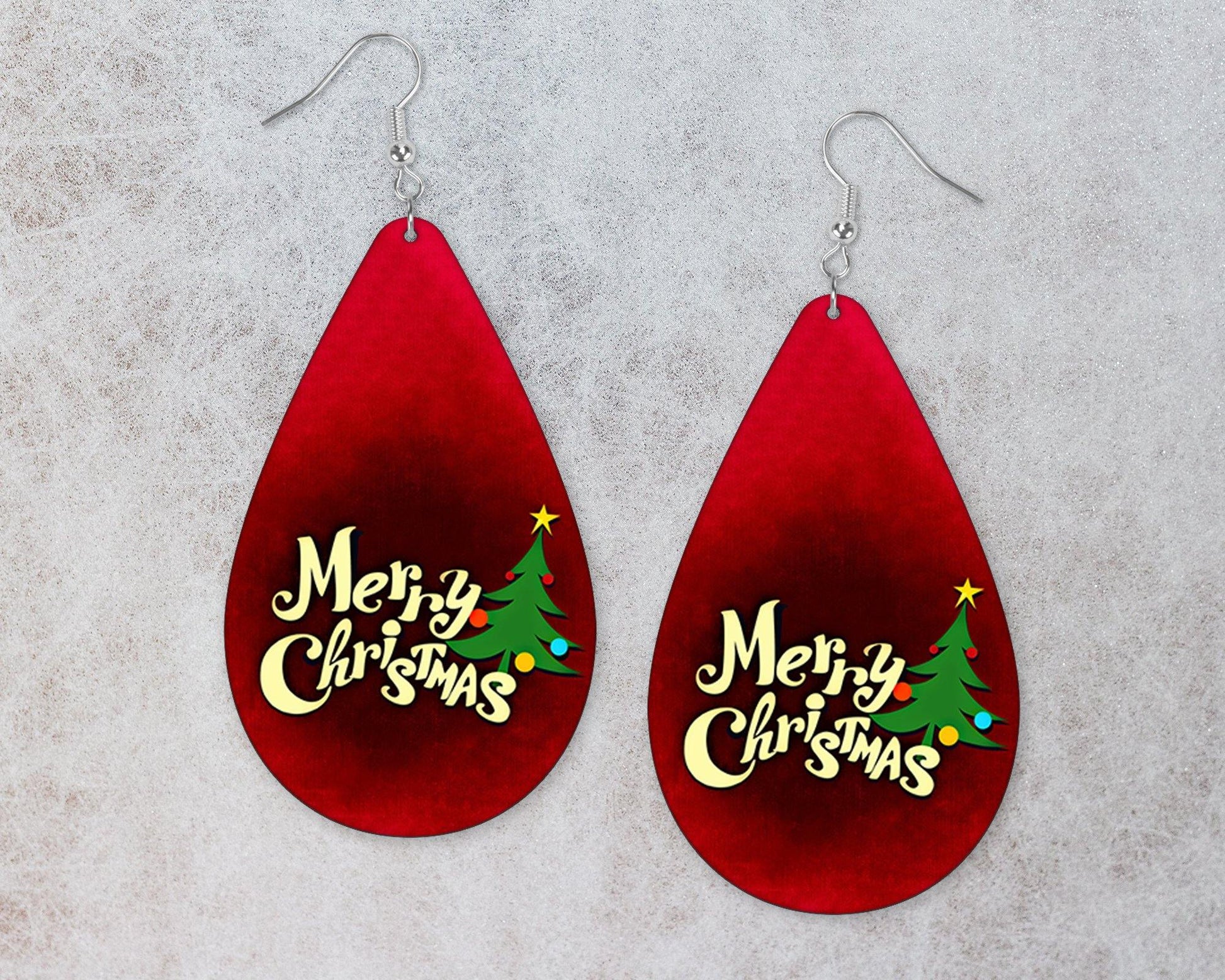 Merry Christmas Tree Teardrop Earrings - Schoppix Gifts