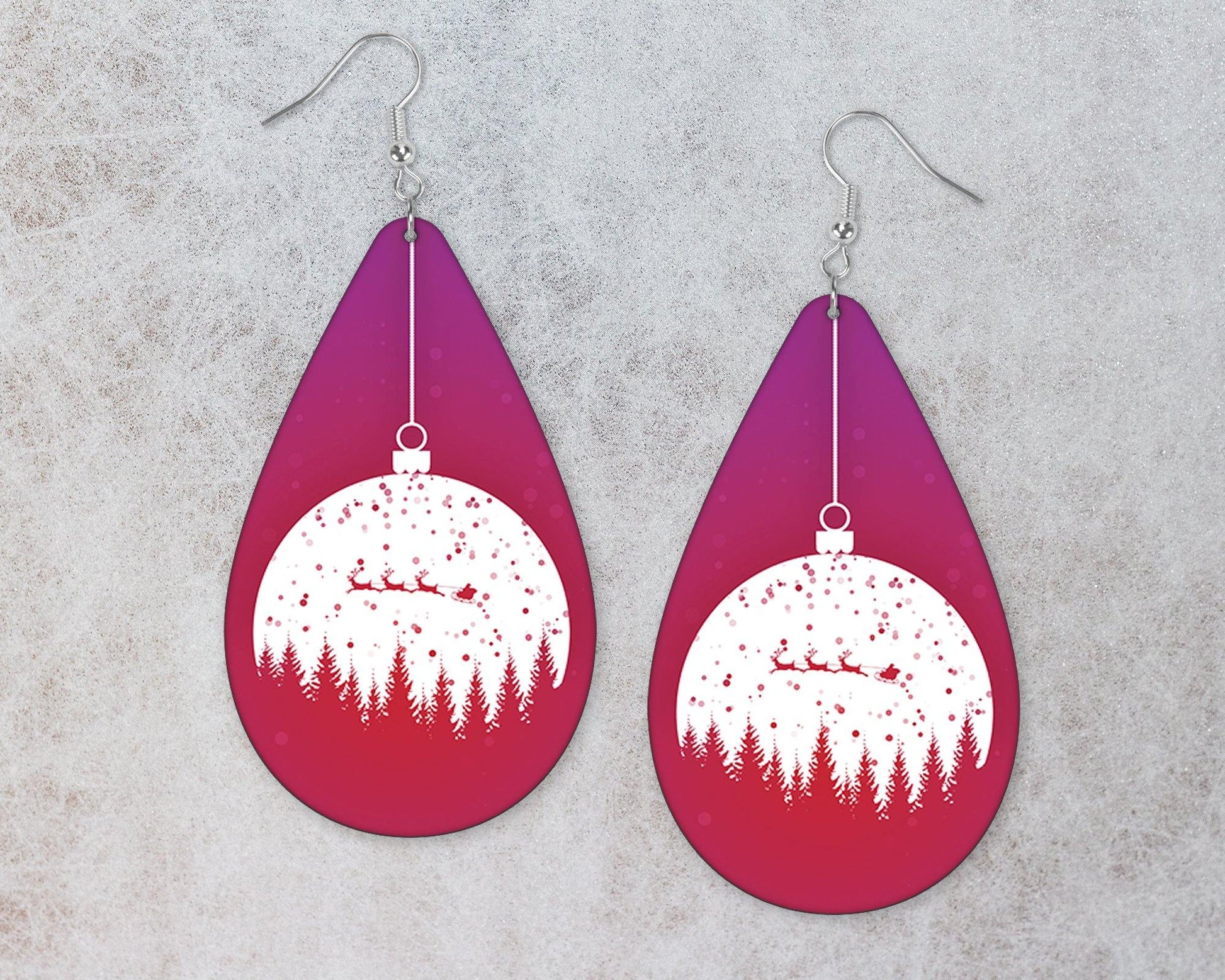 Santa's Sleigh Ornament Teardrop Earrings - Schoppix Gifts
