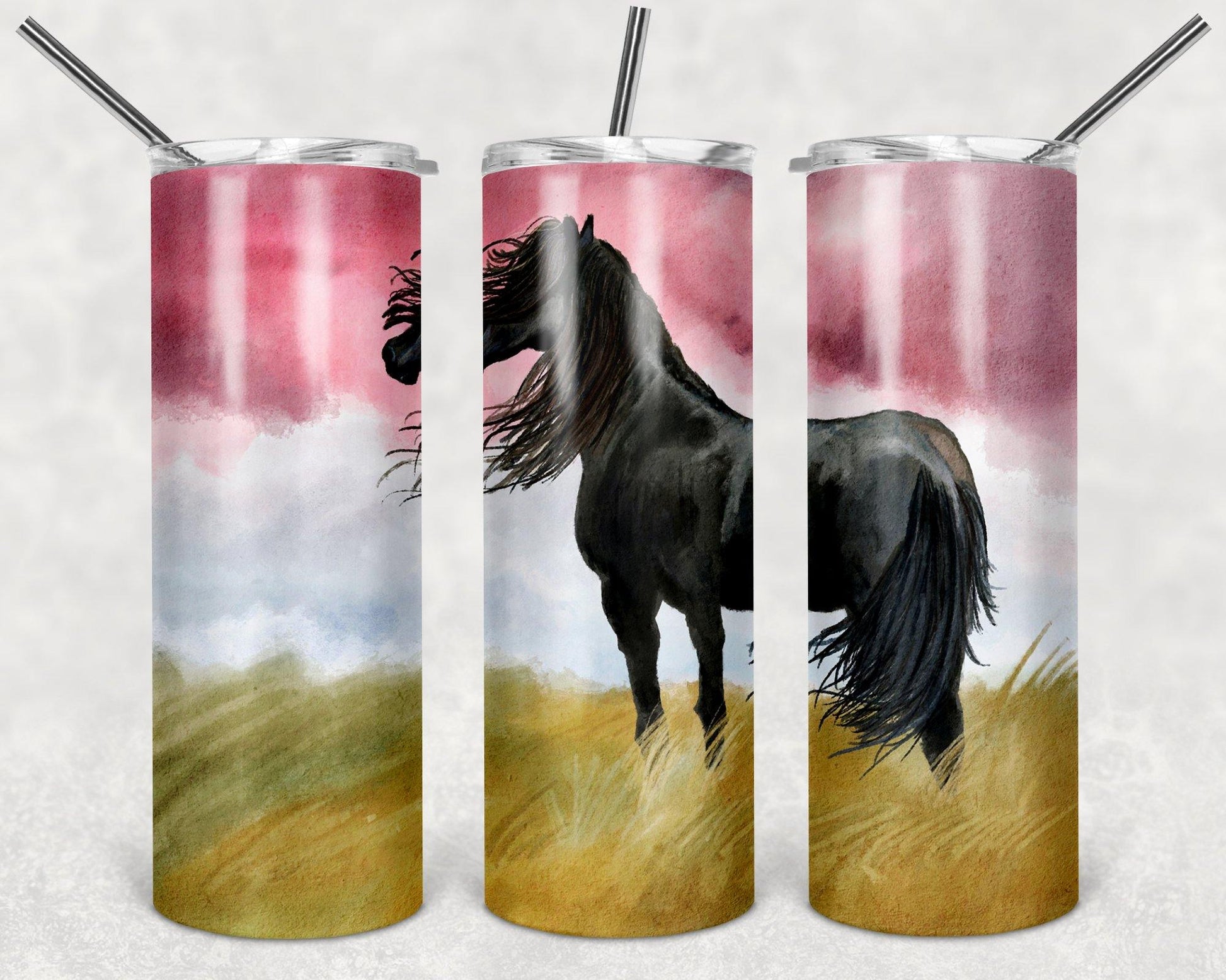 Black Horse Art 20oz Stainless Steel Tumbler - Schoppix Gifts