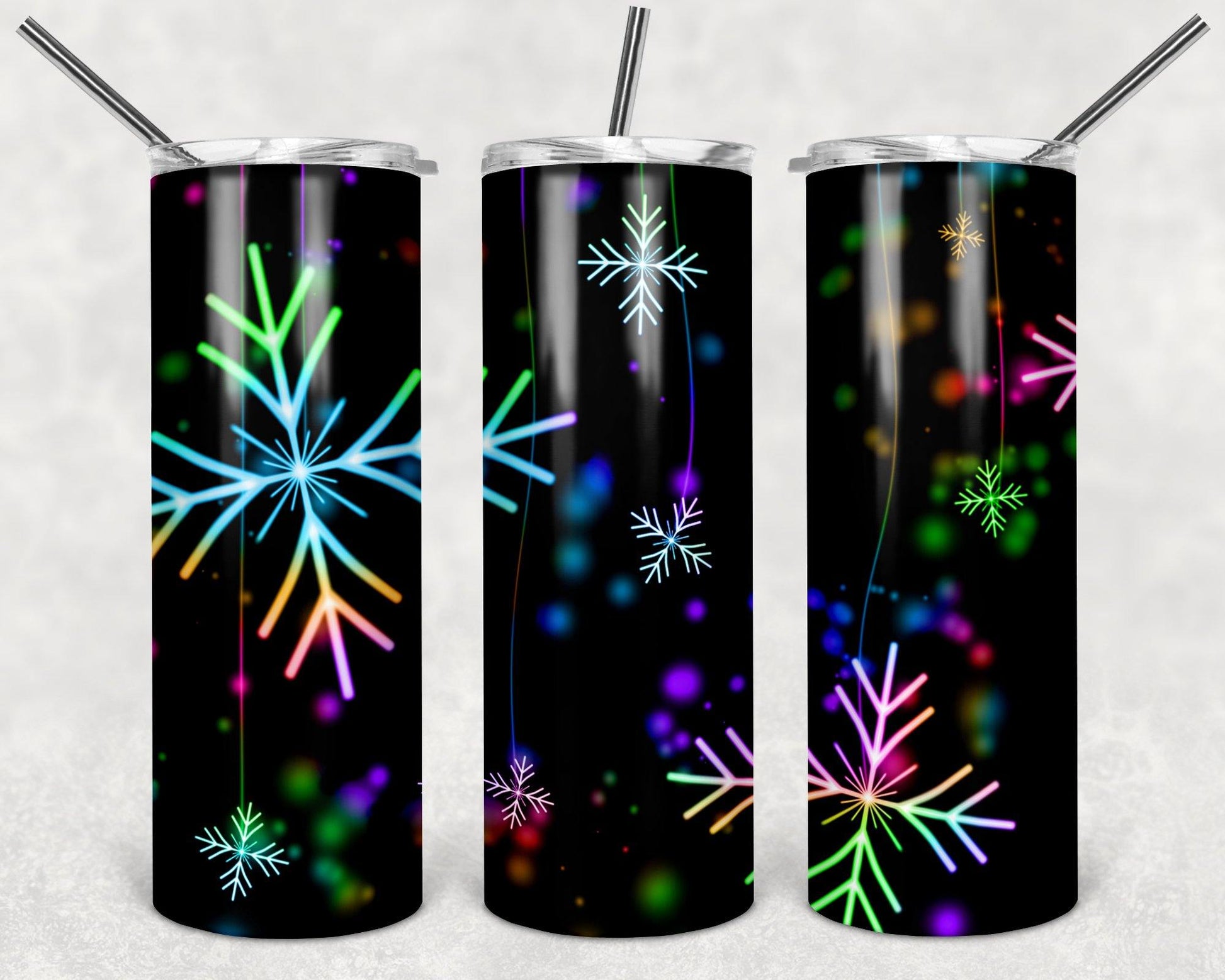 Rainbow Crystal Snowflakes 20oz Stainless Steel Tumbler - Schoppix Gifts