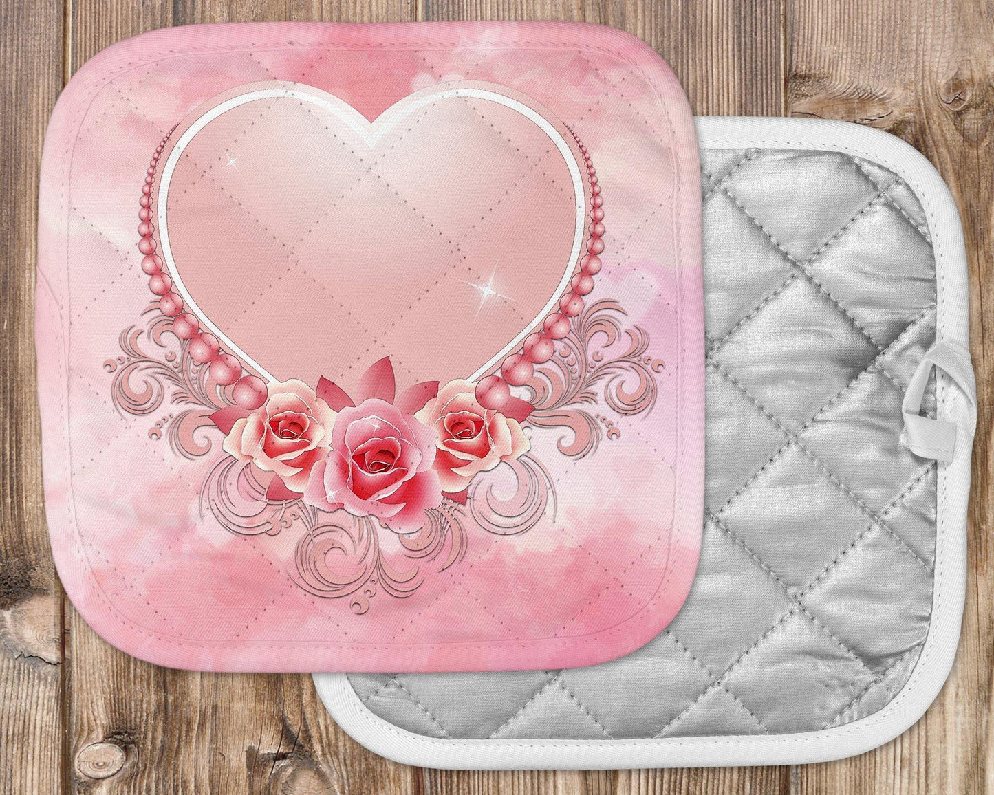 Rose Pearls Heart Potholder - Schoppix Gifts