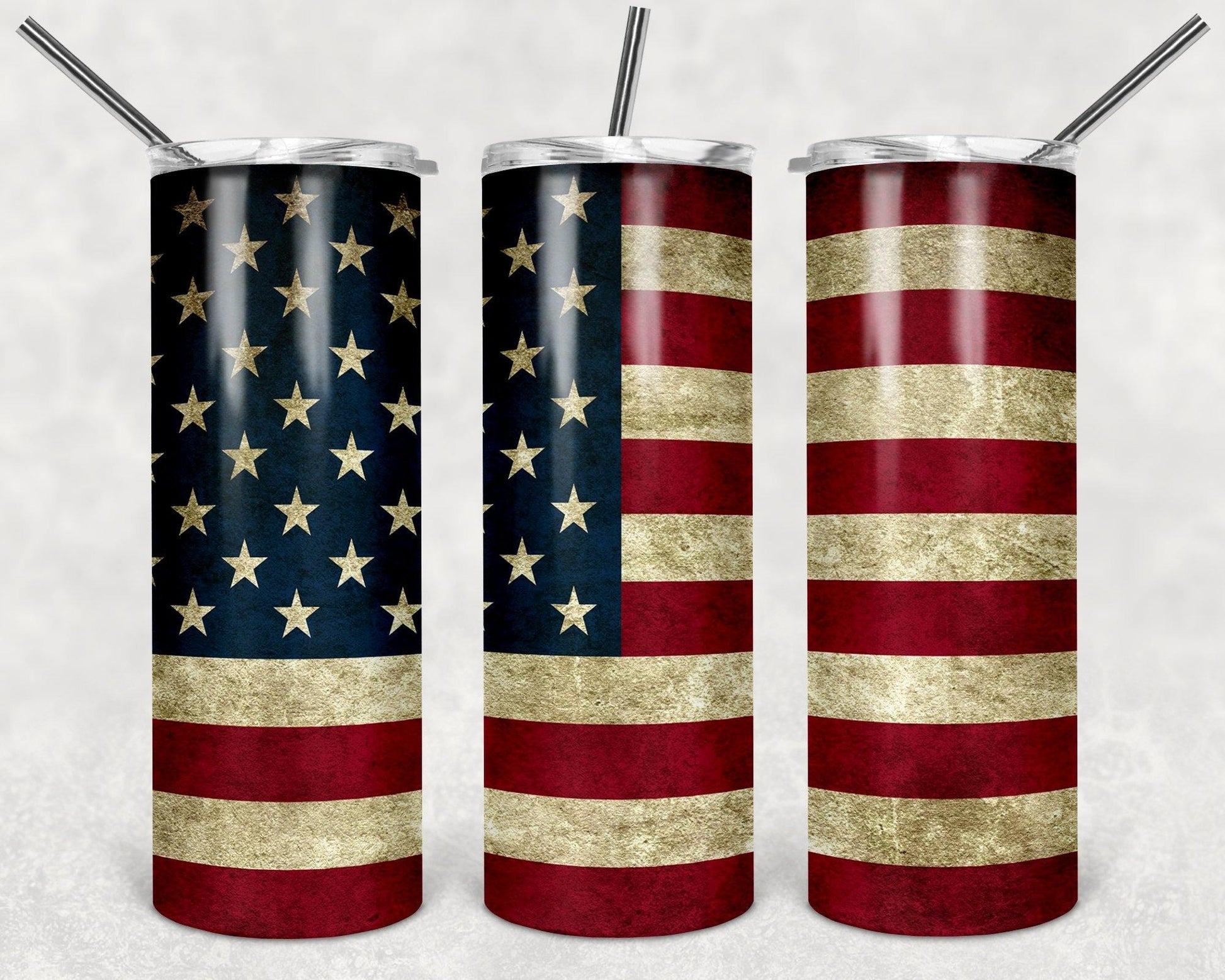 Rustic American Flag 20oz Stainless Steel Tumbler - Schoppix Gifts