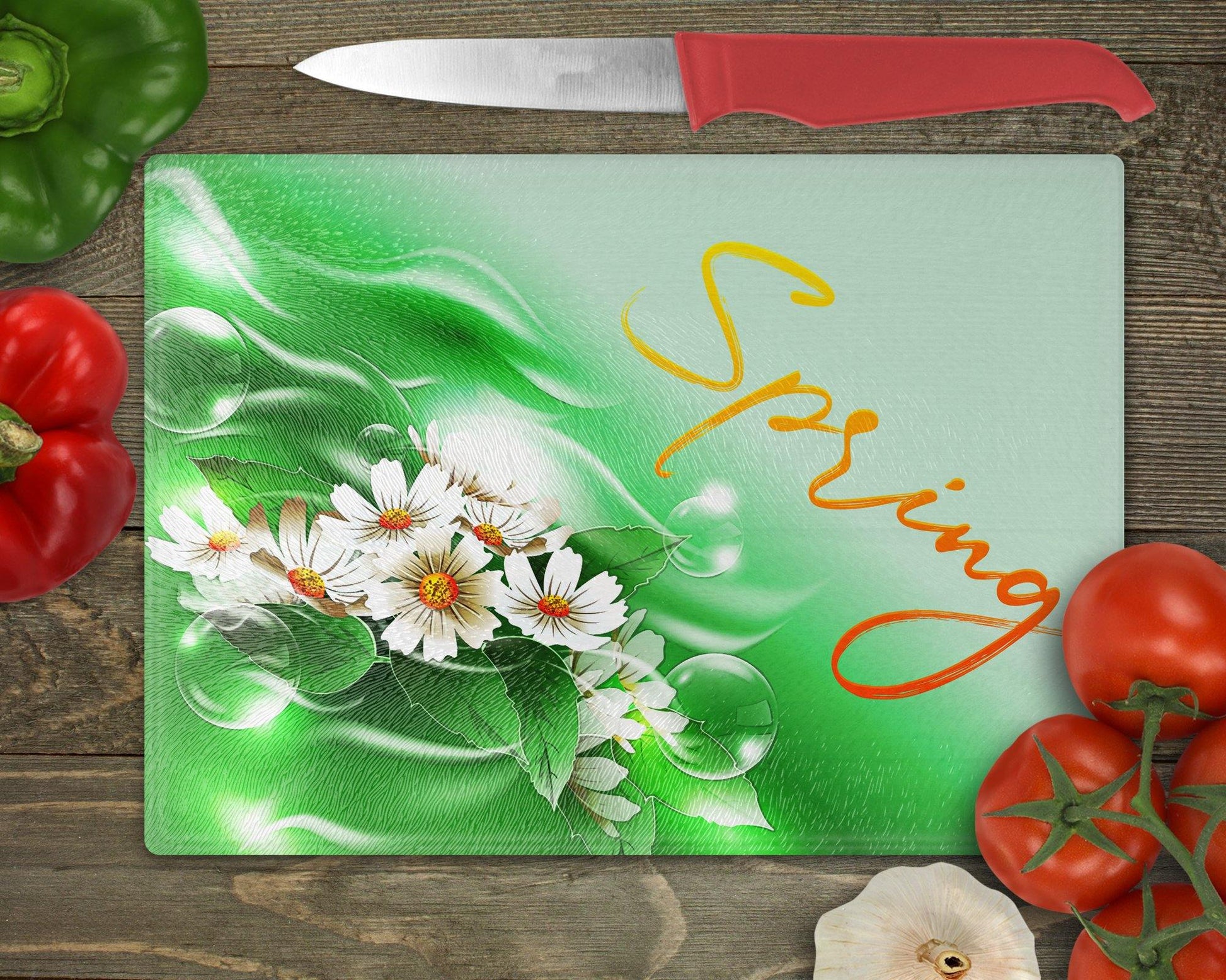Spring Daisies Glass Cutting Board - Schoppix Gifts