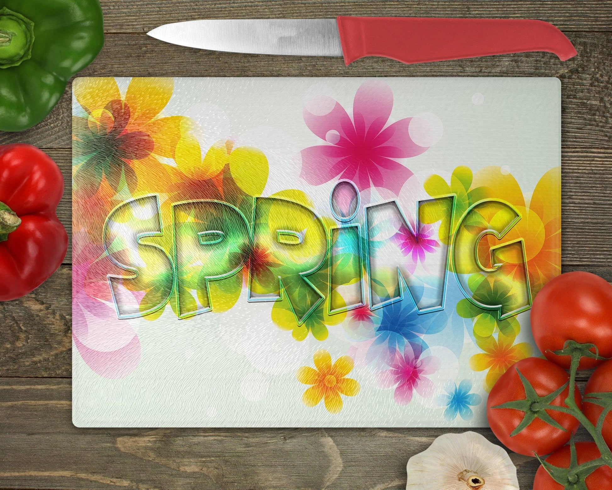 Spring Floral Glass Cutting Board - Schoppix Gifts