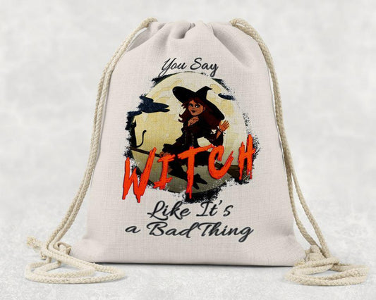 Witch - Bad Thing Linen Drawstring Backpack - Schoppix Gifts