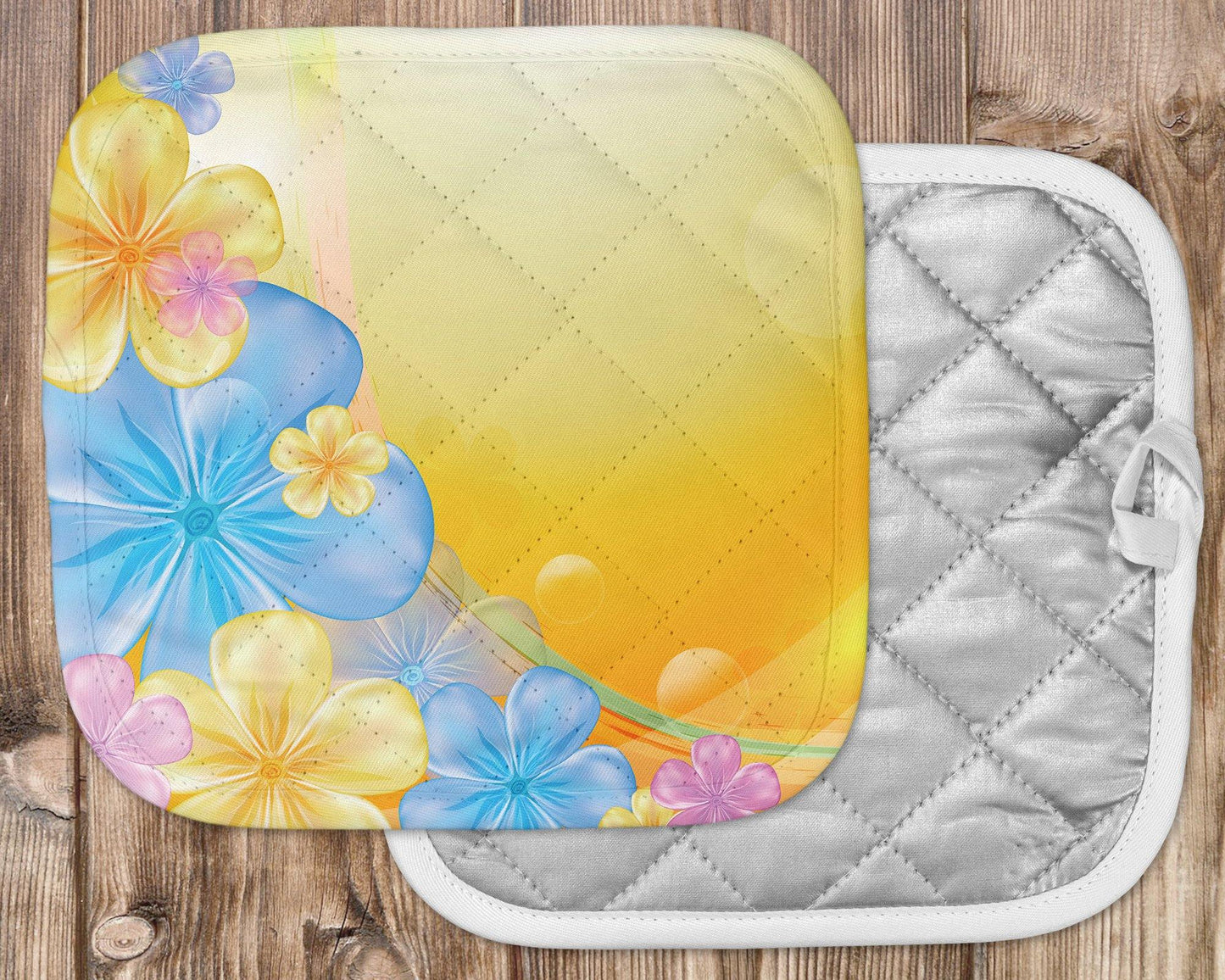 Yellow and Blue Hibiscus Potholder - Schoppix Gifts