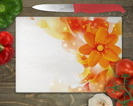 Orange Flowers Glass Cutting Board - Schoppix Gifts
