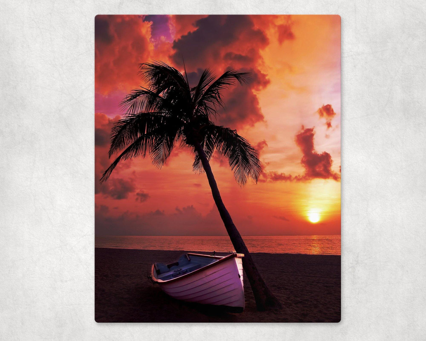Palm Tree at Sunset Silhouette Metal Photo Panel - 8x10 - Schoppix Gifts