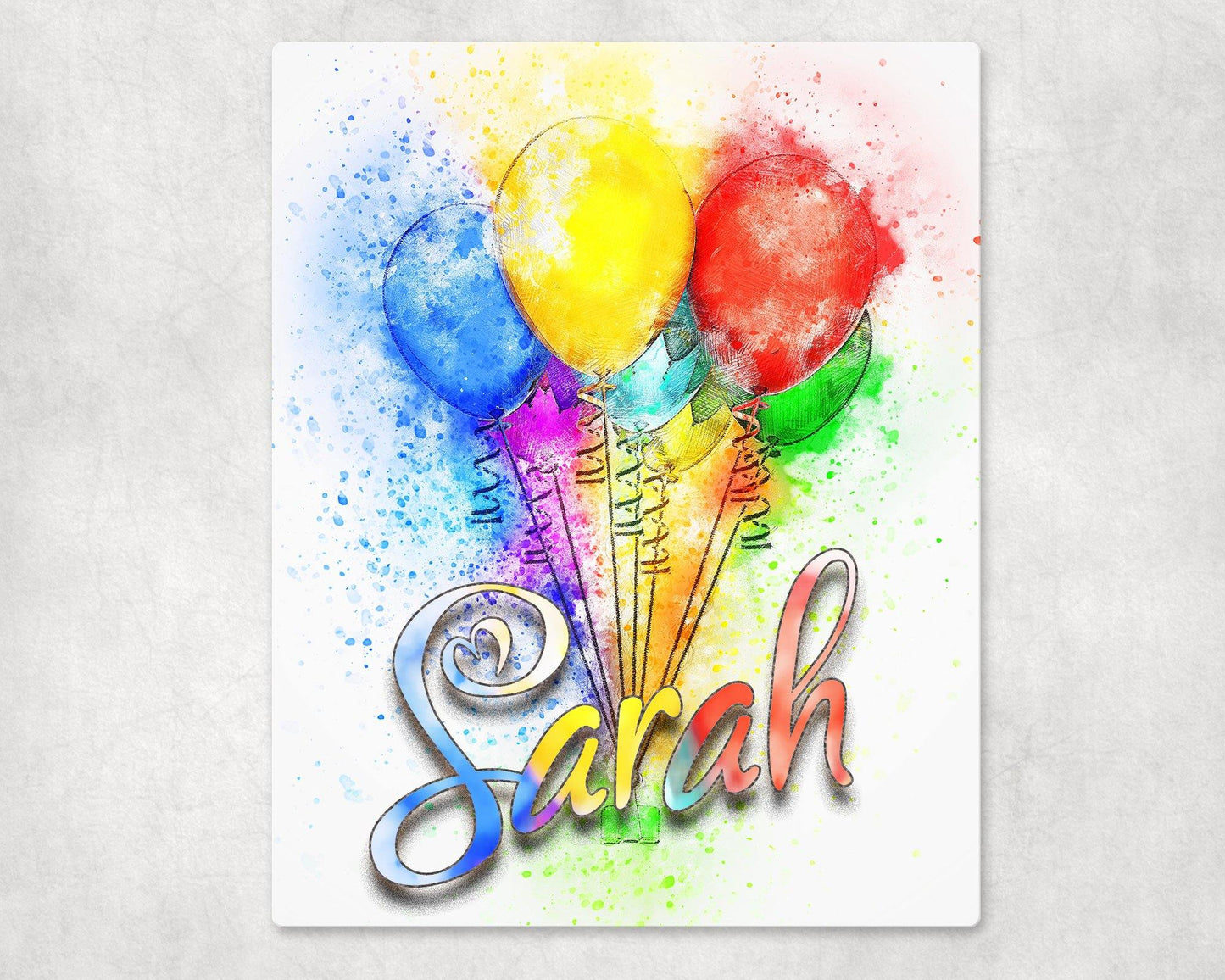 Personalized Watercolor Style Balloon Art Metal Photo Panel - 8x10 - Schoppix Gifts