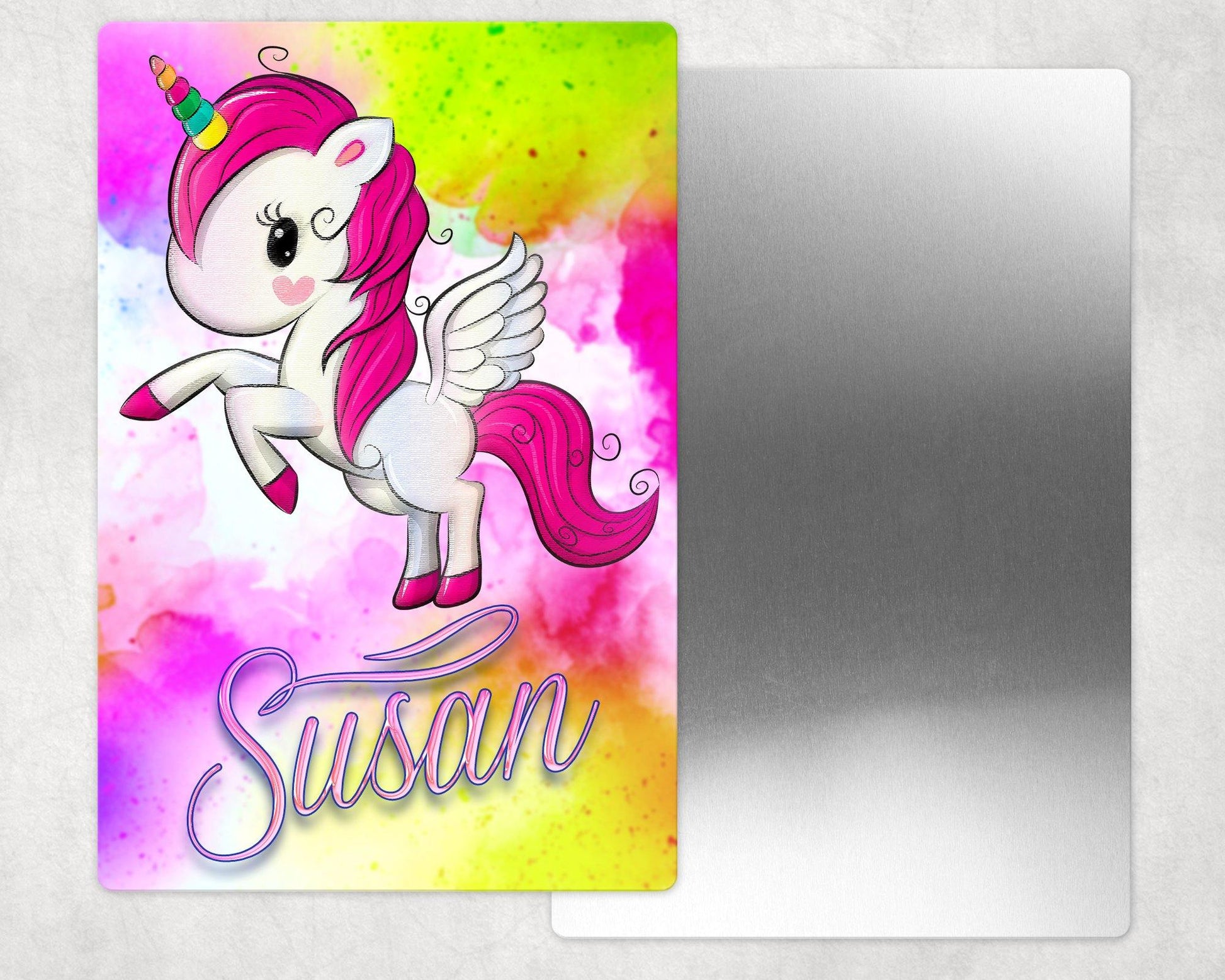 Personalized Cartoon Unicorn Metal Photo Panel - 8x12 or 12x18 - Schoppix Gifts