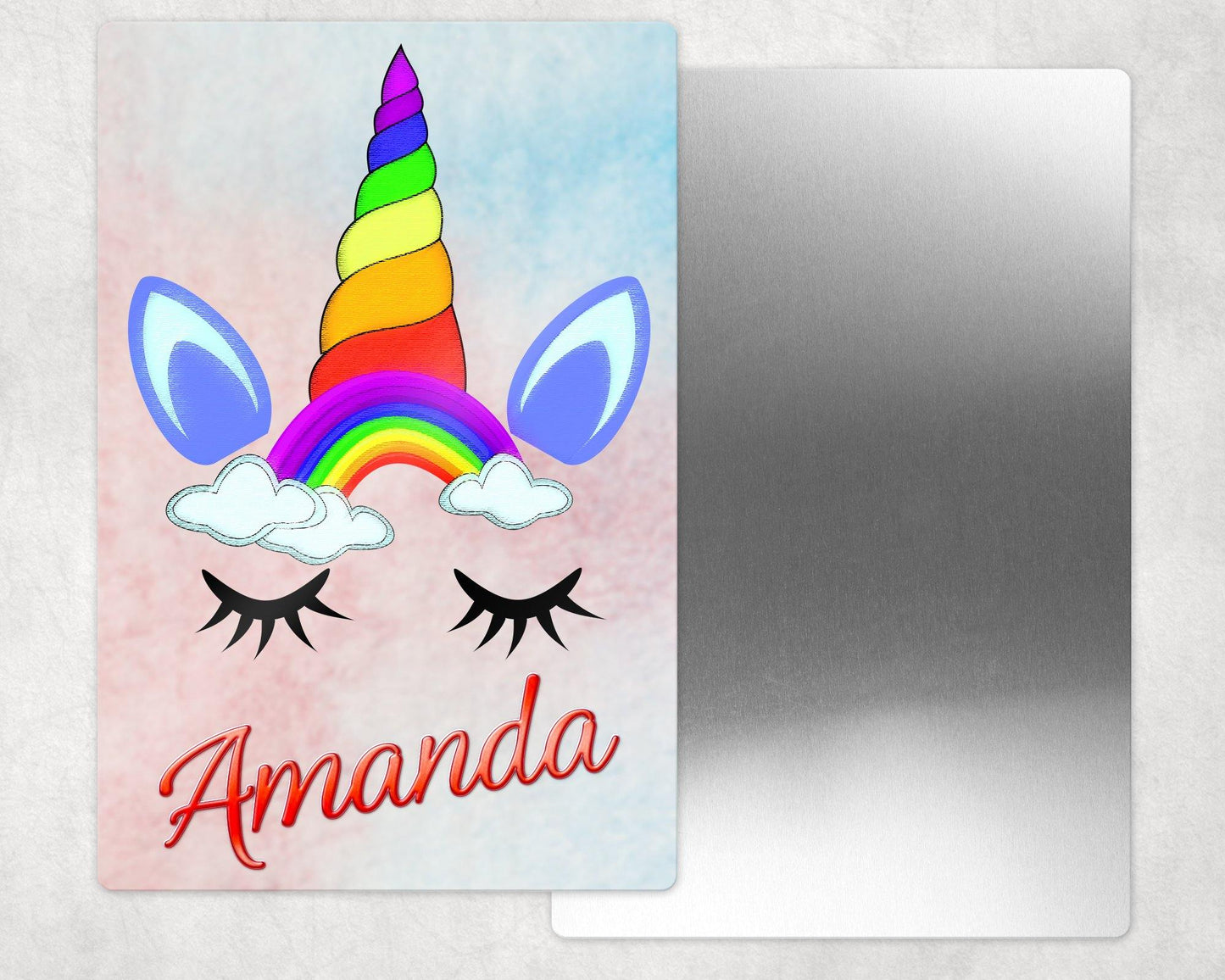 Personalized Cartoon Unicorn Face Metal Photo Panel - 8x12 or 12x18 - Schoppix Gifts