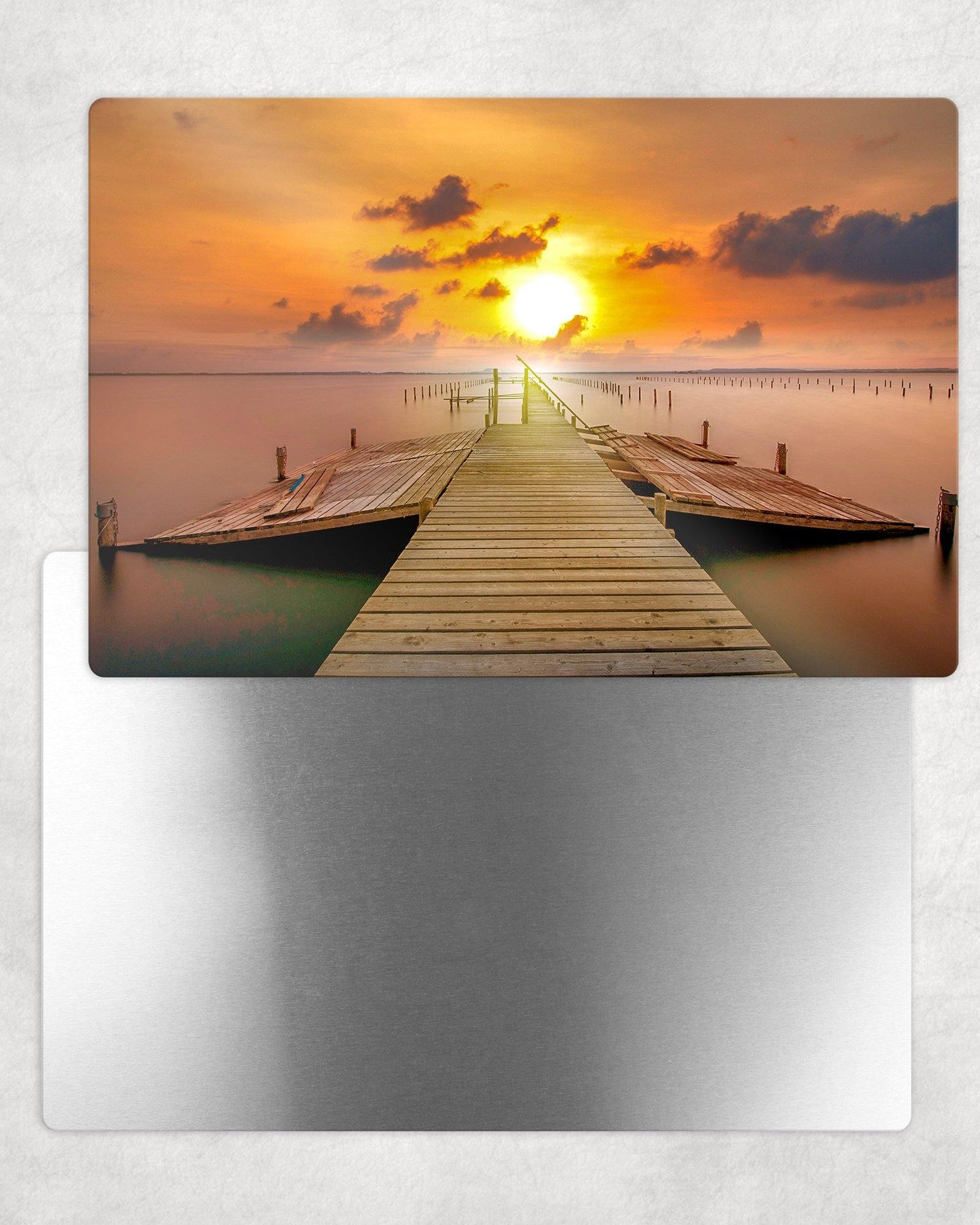 Pier at Sunset Metal Photo Panel - 8x12 or 12x18 - Schoppix Gifts