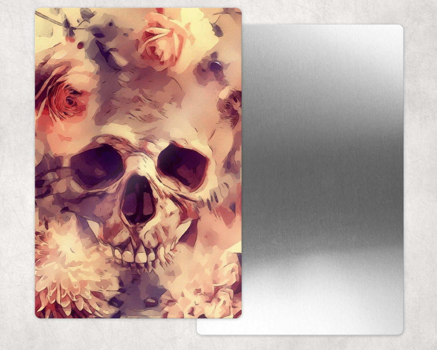 Skull and Roses Art Metal Photo Panel - 8x12 or 12x18 - Schoppix Gifts