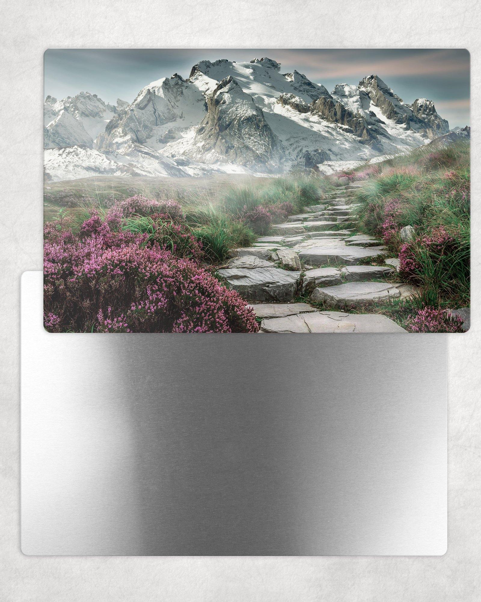 Snowy Mountain Path Metal Photo Panel - 8x12 or 12x18 - Schoppix Gifts