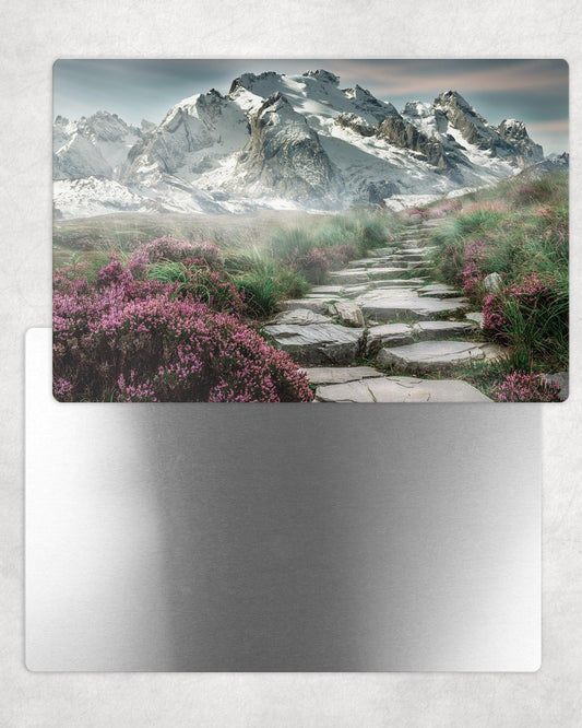 Snowy Mountain Path Metal Photo Panel - 8x12 or 12x18 - Schoppix Gifts