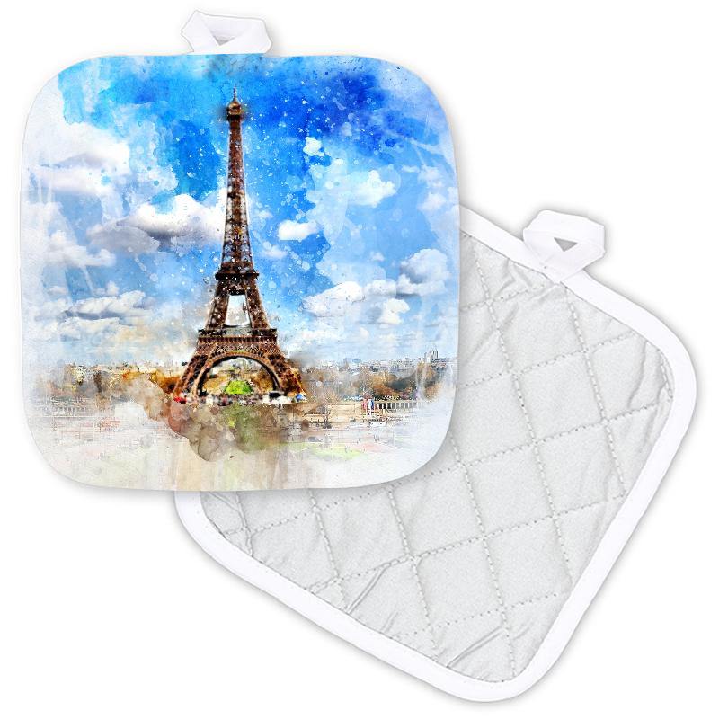 Watercolor Style Eiffel Tower Potholder - Schoppix Gifts