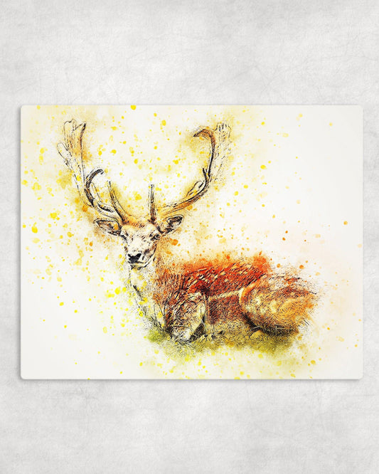 Watercolor Style Deer Metal Photo Panel - 8x10 - Schoppix Gifts