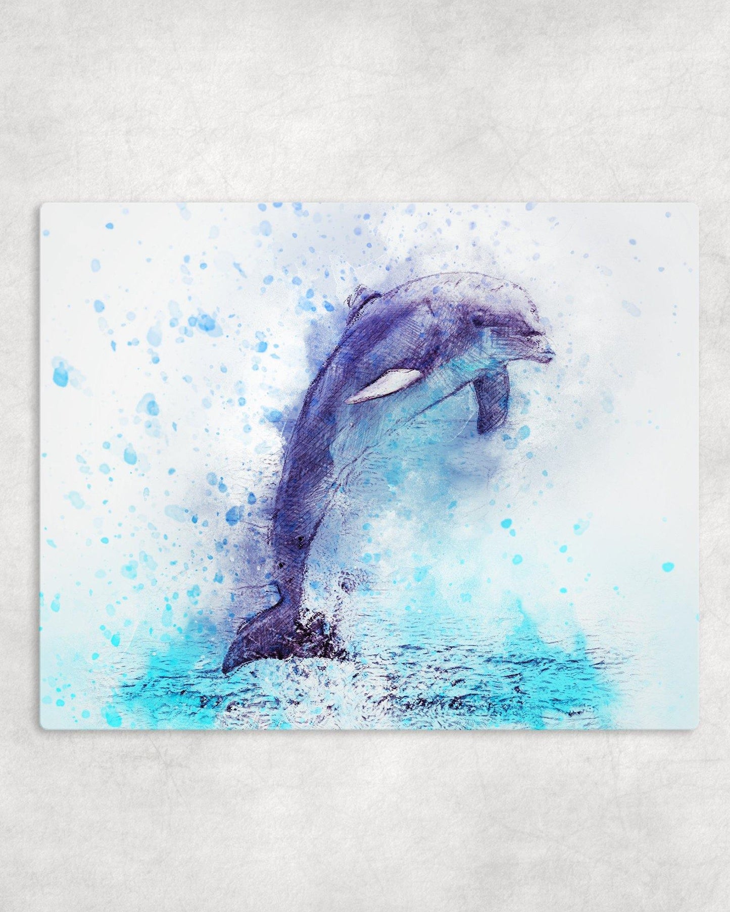 Watercolor Style Dolphin Metal Photo Panel - 8x10 - Schoppix Gifts