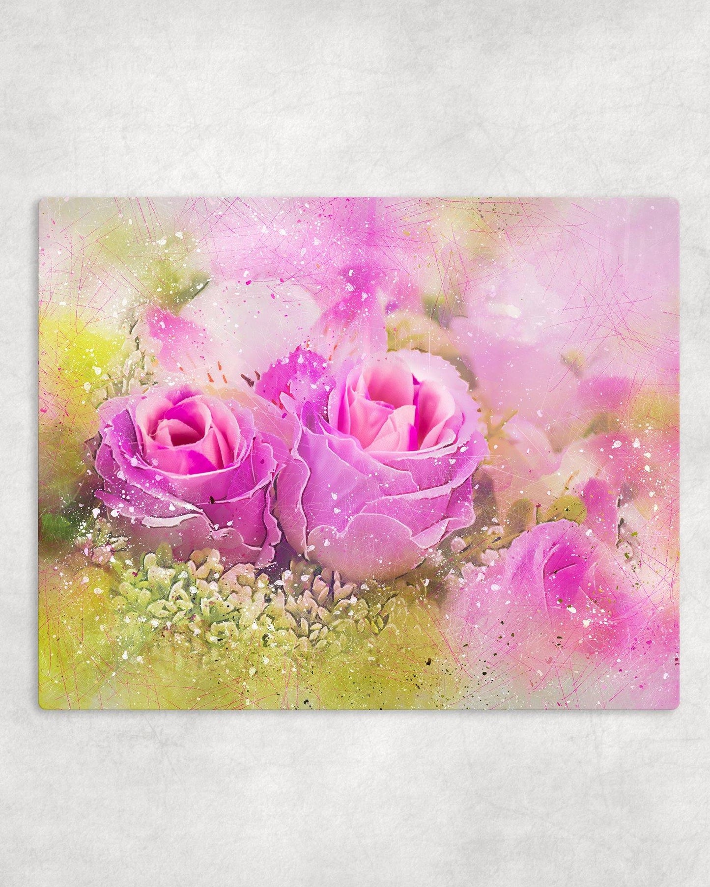 Watercolor Style Pink Roses Metal Photo Panel - 8x10 - Schoppix Gifts