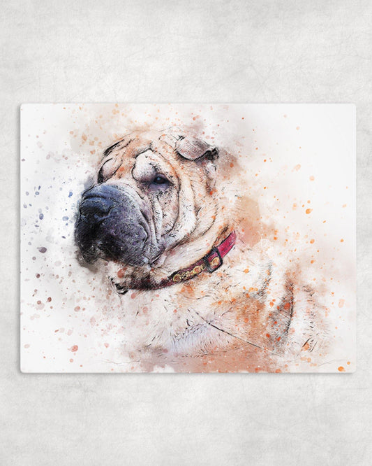 Watercolor Style Sharpei Metal Photo Panel - 8x10 - Schoppix Gifts