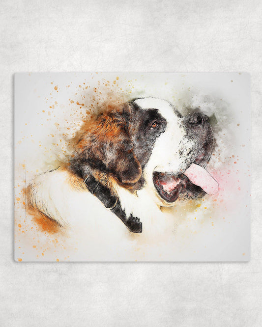 Watercolor Style St Bernard Metal Photo Panel - 8x10 - Schoppix Gifts