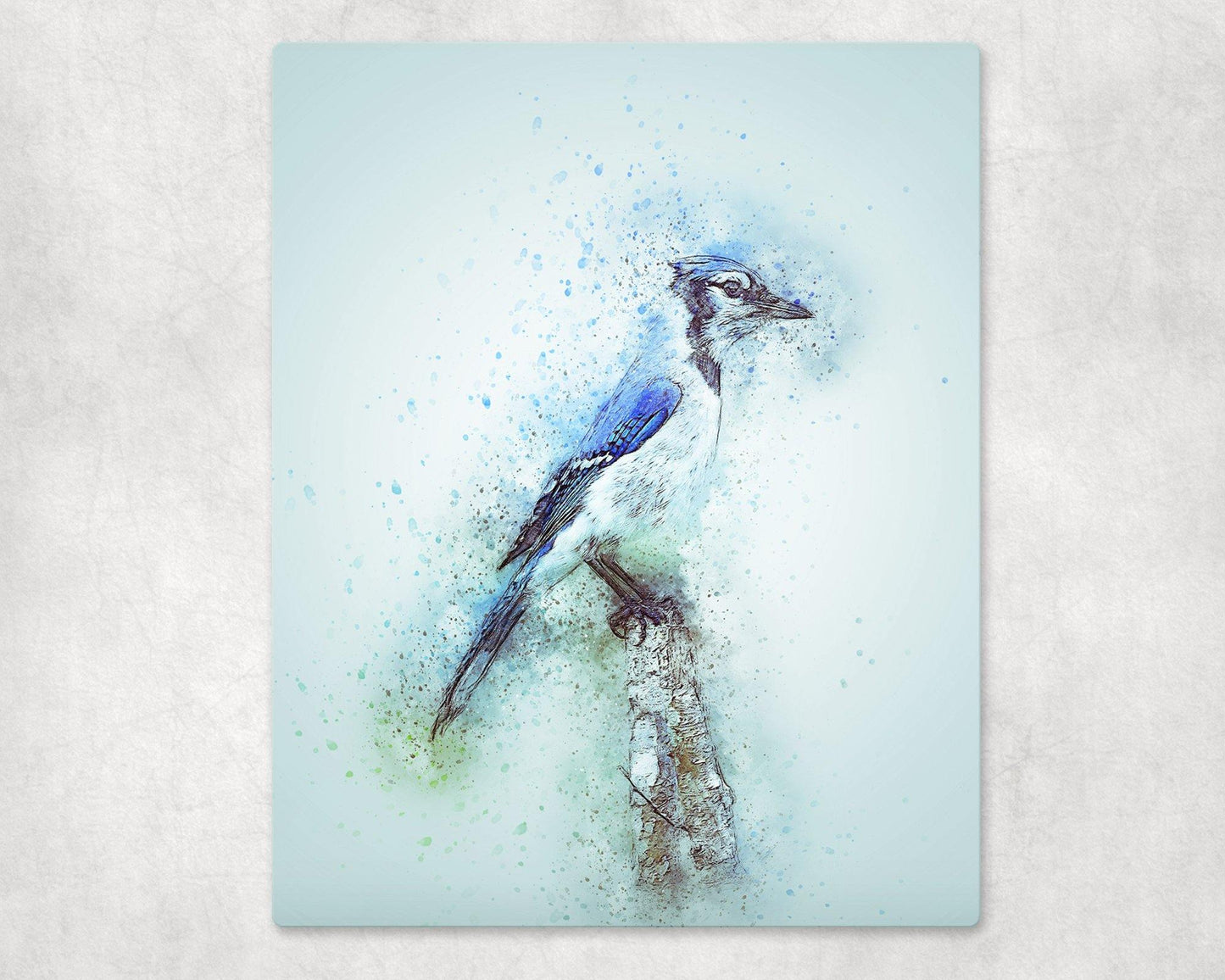 Watercolor Style Blue Jay Metal Photo Panel - 8x10 - Schoppix Gifts