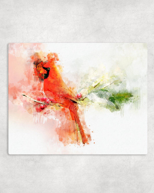 Watercolor Style Cardinal Metal Photo Panel - 8x10 - Schoppix Gifts
